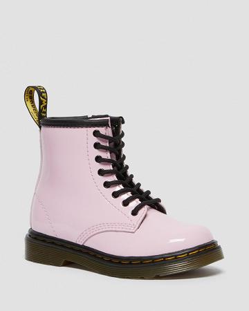 Pink Kids' Dr Martens Toddler 1460 Patent Leather Lace Up Boots | CA 701FDN